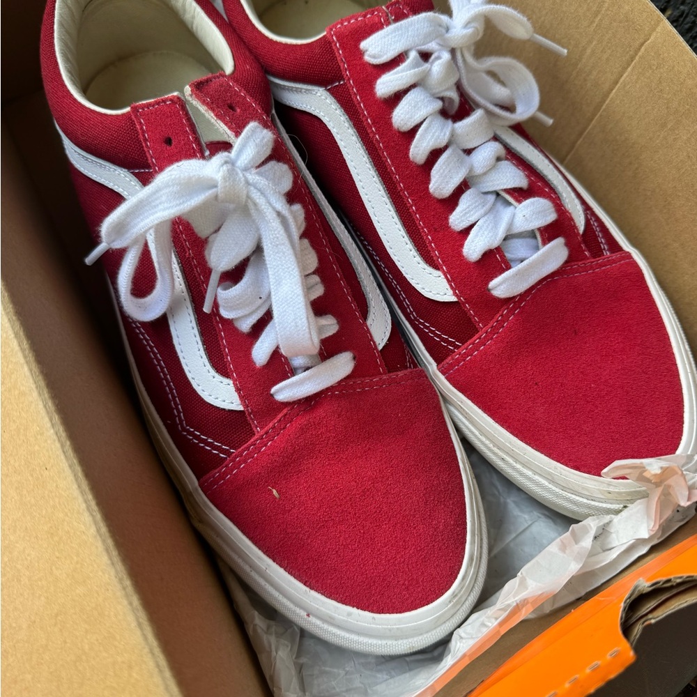 Vans Old School Red and White Men's Shoes- never worn